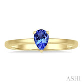 6x4 MM Pear Shape Tanzanite Precious Solitaire Ring in 14K Yellow Gold